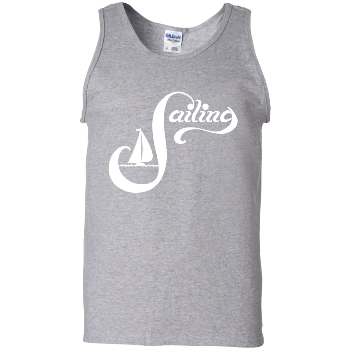 Sailing White on 100% Cotton Tank Top