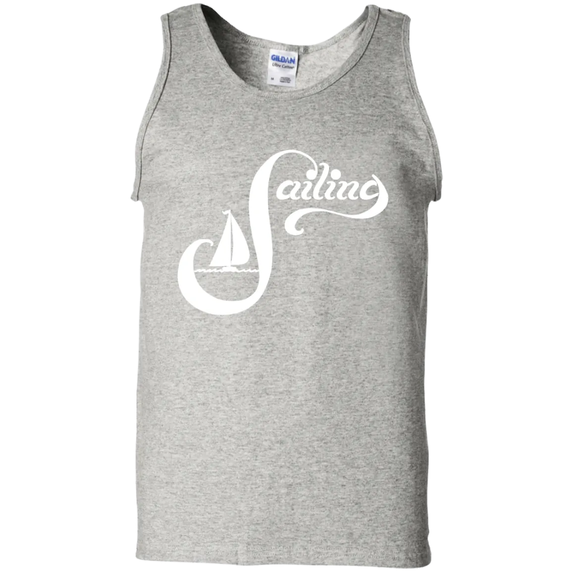 Sailing White on 100% Cotton Tank Top