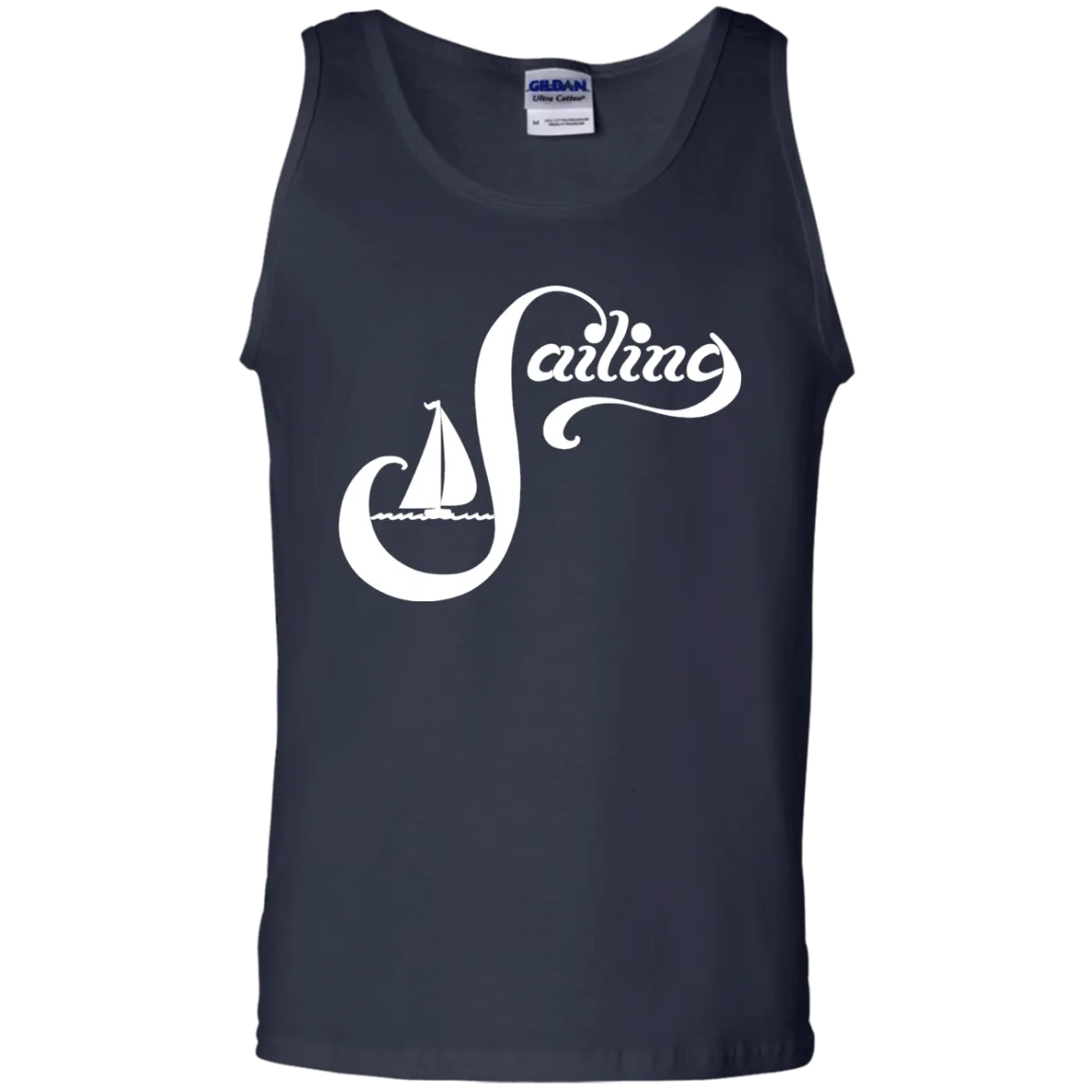 Sailing White on 100% Cotton Tank Top