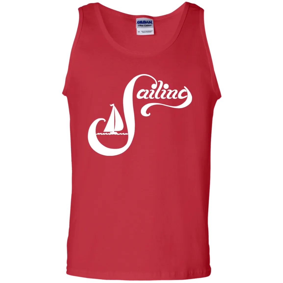 Sailing White on 100% Cotton Tank Top