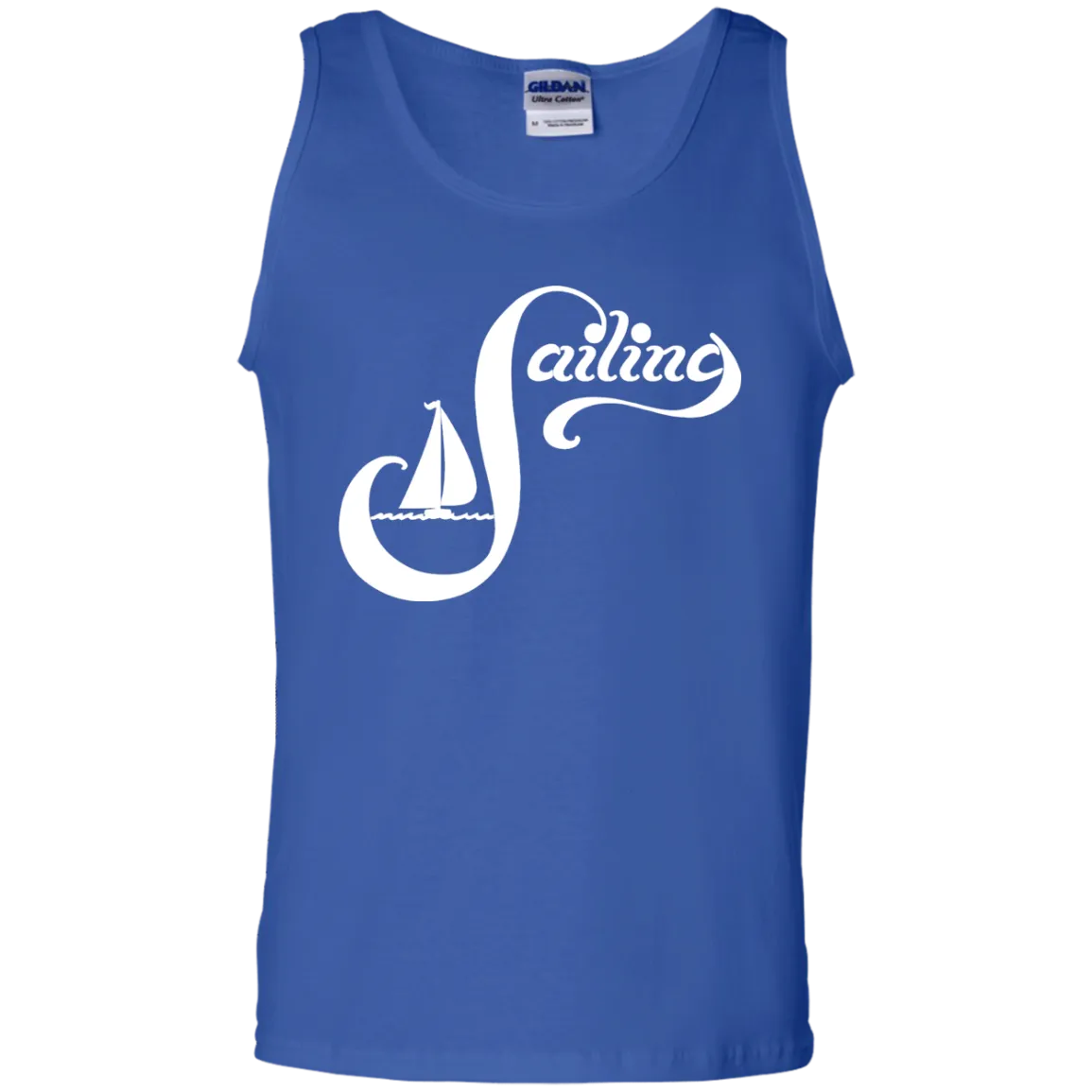 Sailing White on 100% Cotton Tank Top