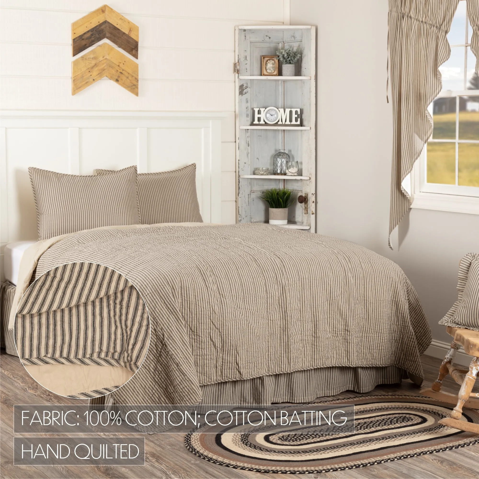 Sawyer Mill Ticking Stripe Quilt Set