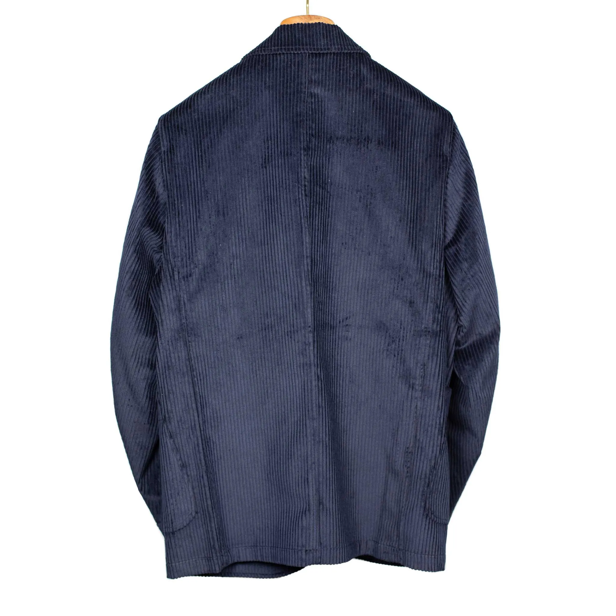 Single breasted jacket in navy English cotton corduroy