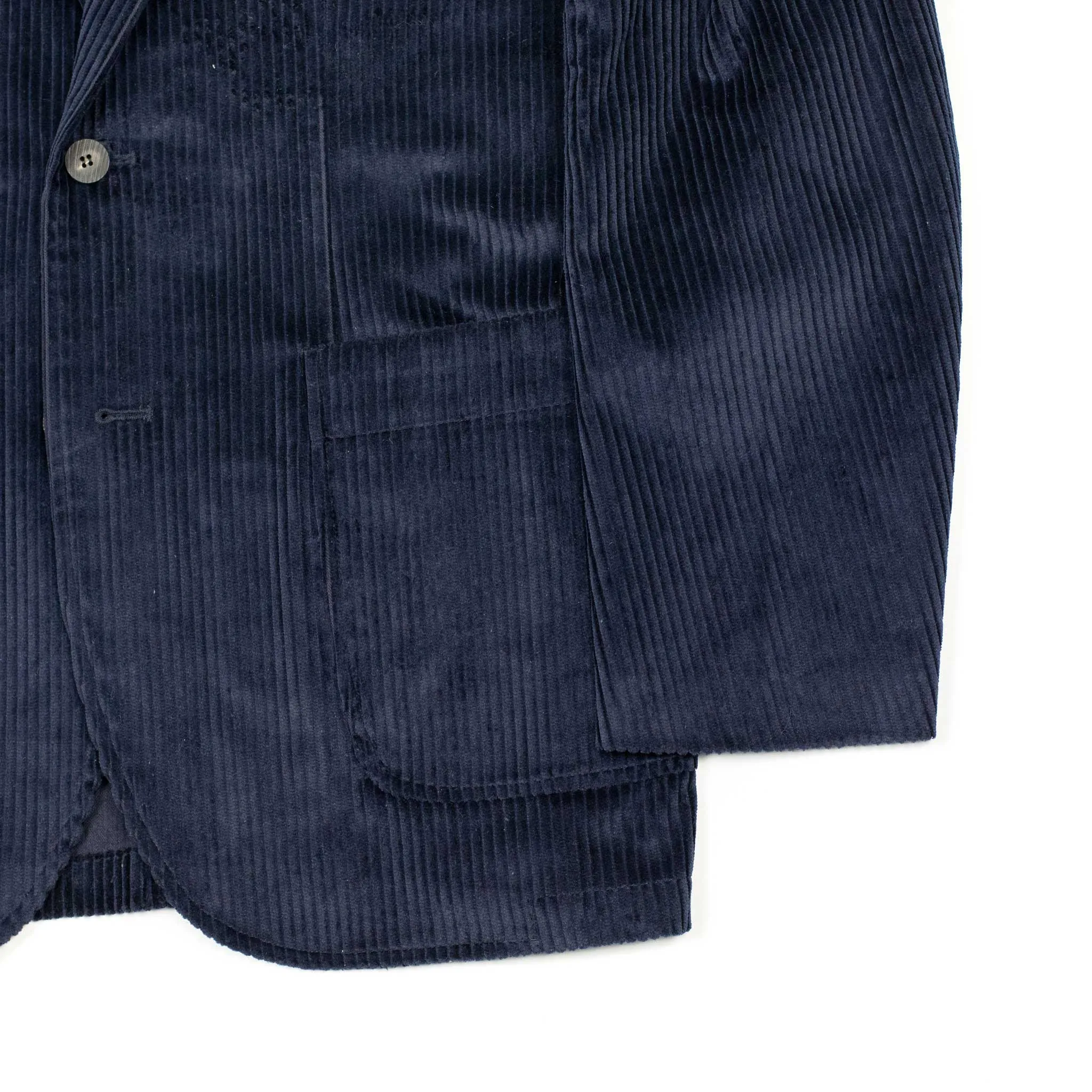 Single breasted jacket in navy English cotton corduroy