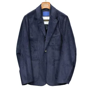 Single breasted jacket in navy English cotton corduroy