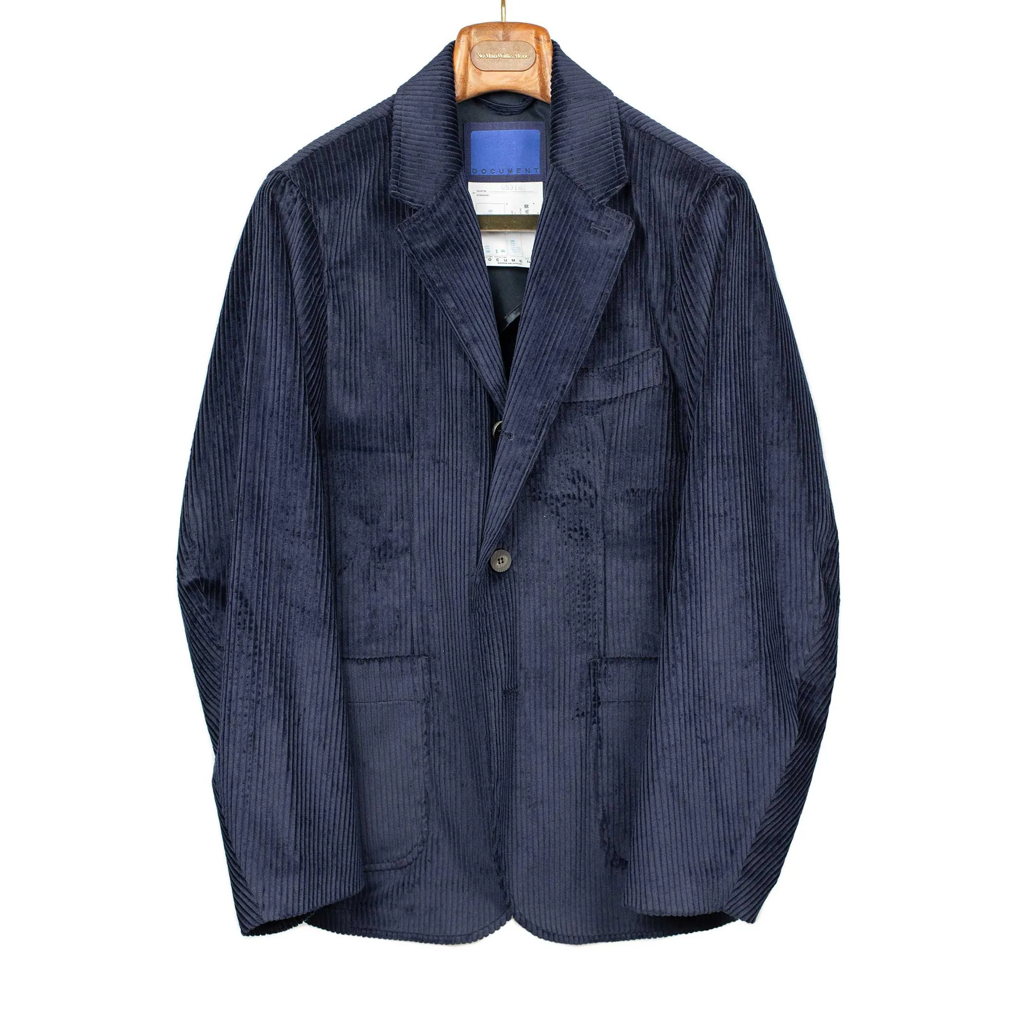 Single breasted jacket in navy English cotton corduroy