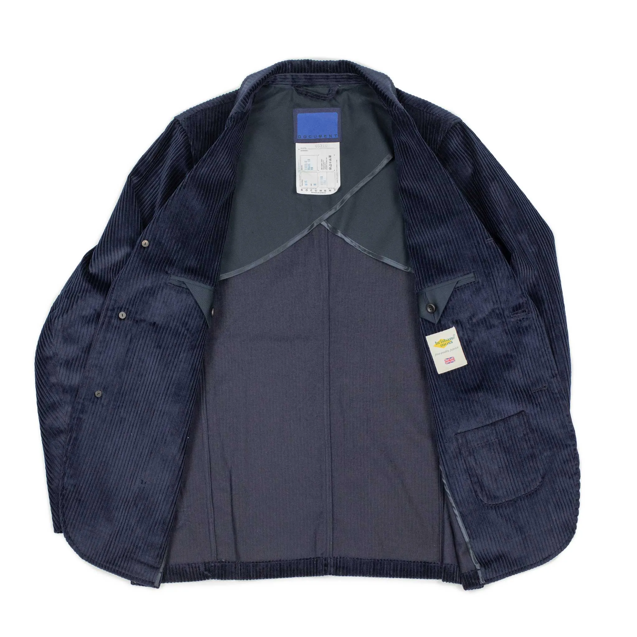 Single breasted jacket in navy English cotton corduroy