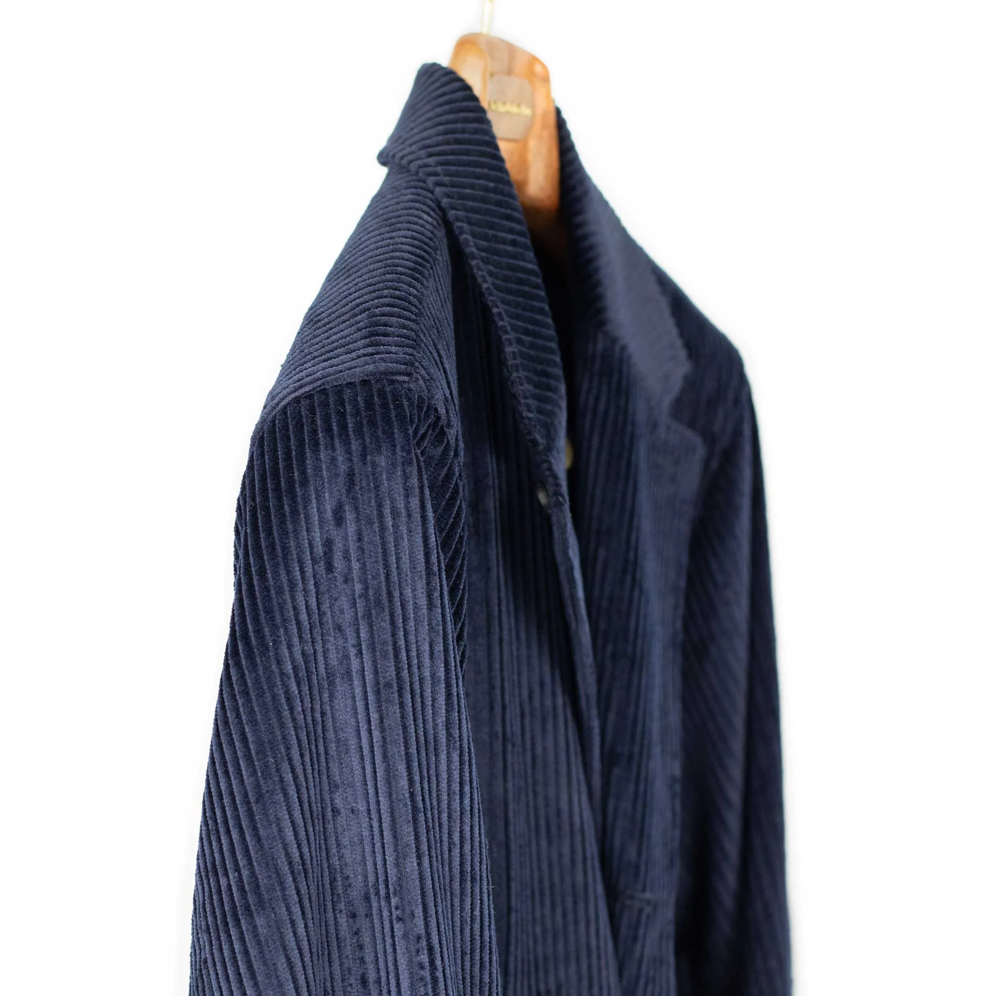 Single breasted jacket in navy English cotton corduroy