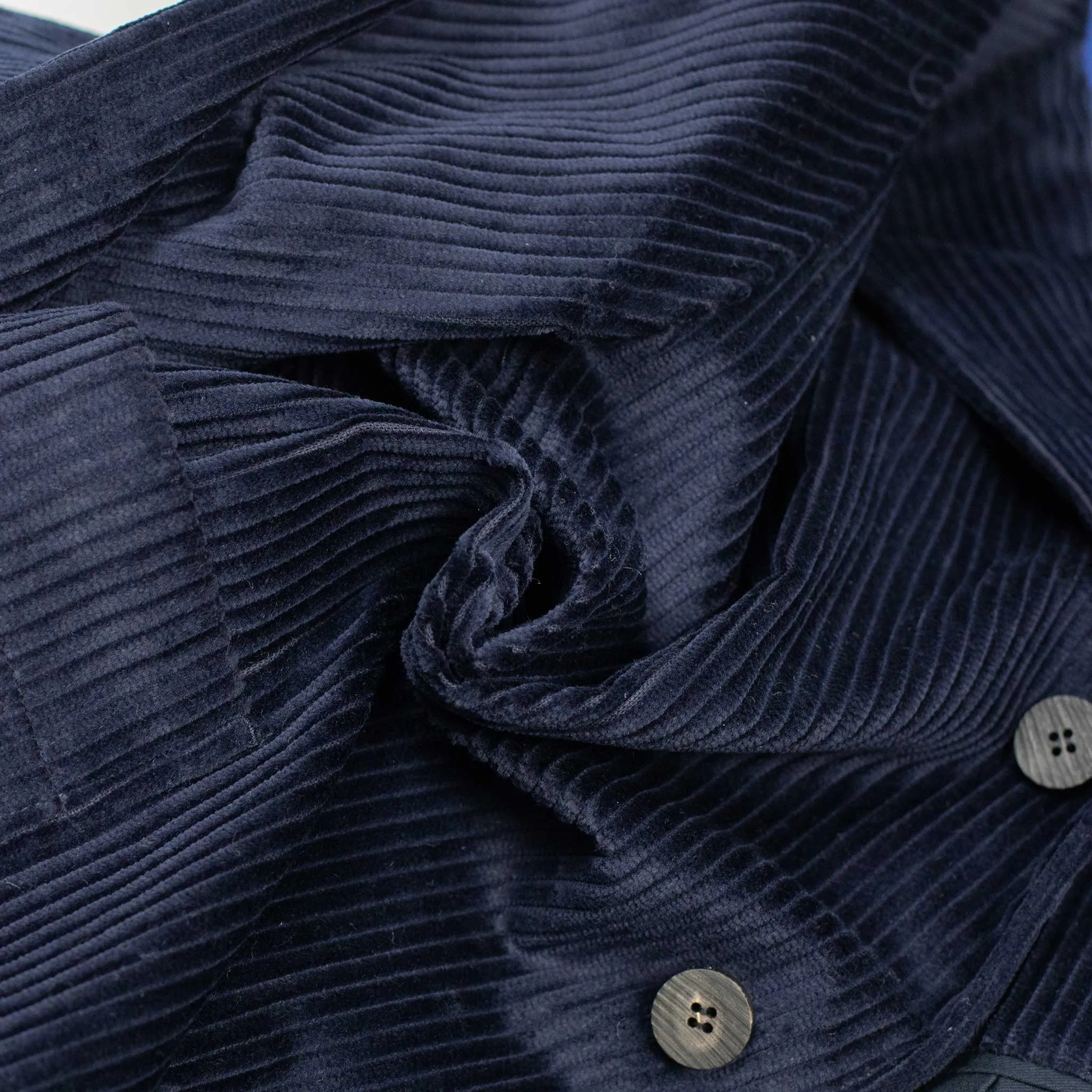 Single breasted jacket in navy English cotton corduroy