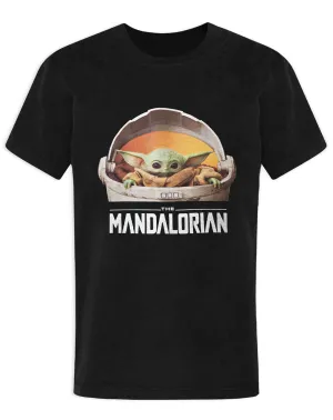 Star Wars The Mandalorian Baby Yoda Boy's T-Shirt - Black