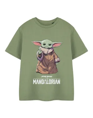 Star Wars The Mandalorian Grogu Boys Green Short Sleeved T-Shirt