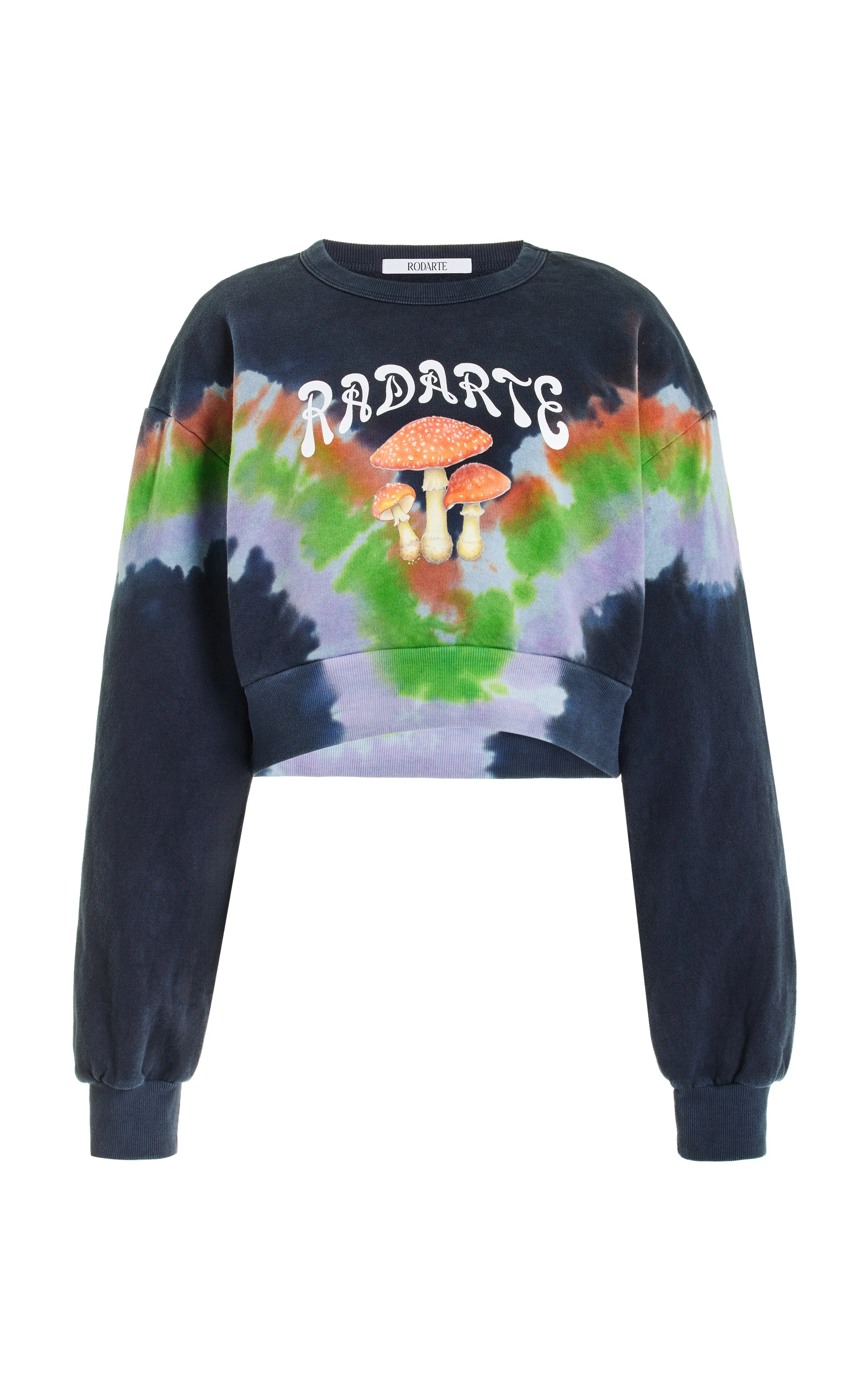 Tie Dye Mushroom Print Radarte Crop Sweatshirt