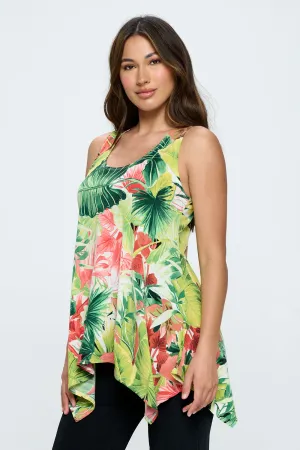 Tropical Paradise HIT Shark Bite Hem Tank- 2057HT-TRP1-W338