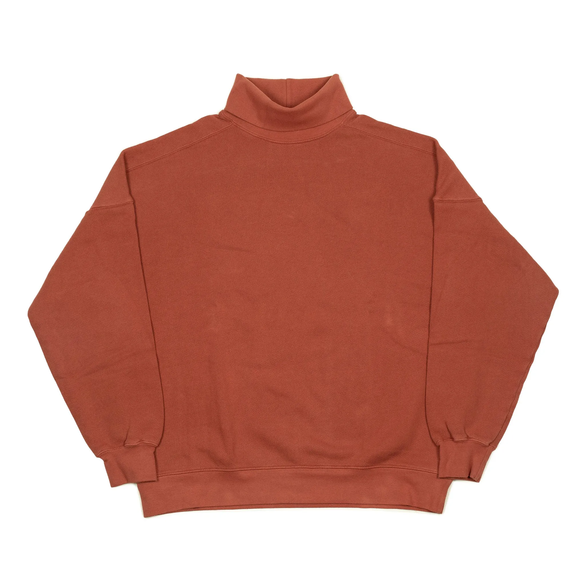 Turtleneck sweatshirt in burnt orange cotton fleece