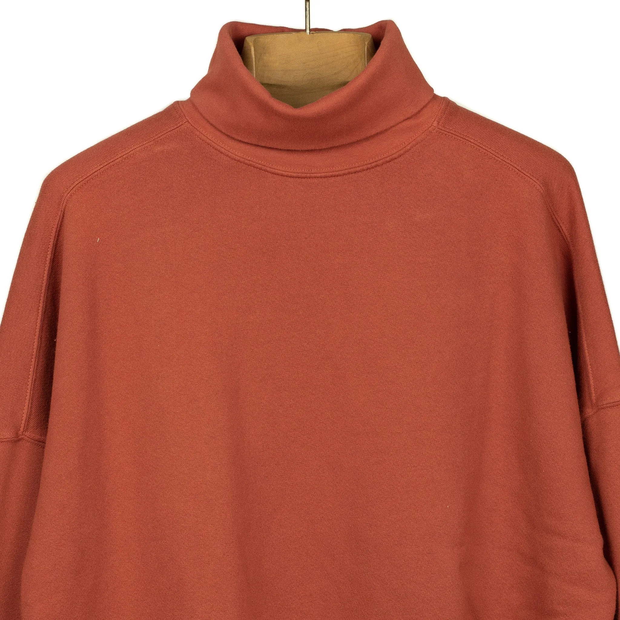 Turtleneck sweatshirt in burnt orange cotton fleece