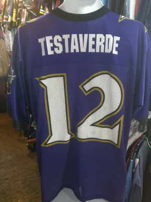 Vtg #12 VINNY TESTAVERDE Baltimore Ravens NFL Logo Athletic Jersey M